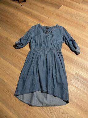 Target Blue Lace-Up High-Low Denim Dress